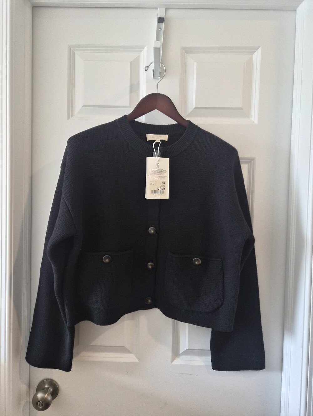 *NWT* [Sezane] Valerio Jacket In Black, Size L, Wool And Cotton Blend Cardigan